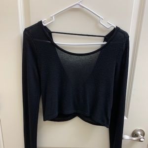 Black Aerie Crop Top Sweater